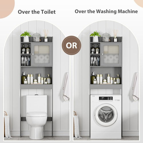 Segawe Over The Toilet Bath Storage Shelf Cabinet Bathroom w/Adjustable Shelves Gray