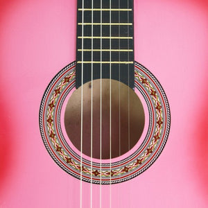 Segawe Pink Acoustic Guitar for Junior with Guitar Case, Strap, Tuner Practice Easily