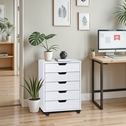 Segawe 5 Drawers Dresser Storage Tower Organizer Unit for Bedroom Closet Entryway White