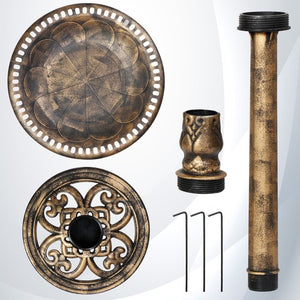 Segawe 28" Height Pedestal Bird Bath Outdoor Garden Decor Vintage Yard Birdbath Bronze