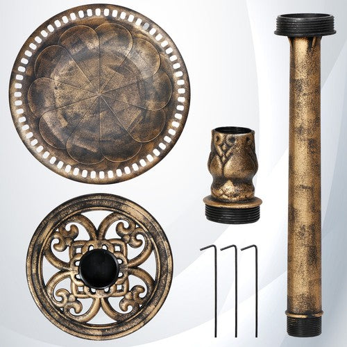 Segawe 28" Height Pedestal Bird Bath Outdoor Garden Decor Vintage Yard Birdbath Bronze