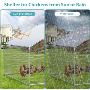 Segawe 10X 6.5ft Walk-in Metal Chicken Coop Poultry Cage Pet House w/ Chicken Run Cover