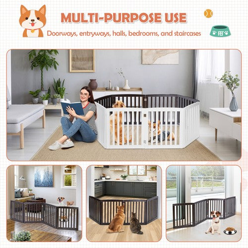 Segawe Dog Gate Indoor Freestanding 4 Panel 24" Pet Gate Foldable Dog Fence for Stairs