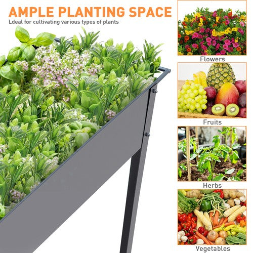 Segawe Raised Garden Bed Planter Box Outdoor on Wheels for Flower Herbs with Shelf