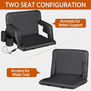 Segawe 25" Wide Heated Stadium Seats for Bleachers 3 Levels USB Heated w/Back Support