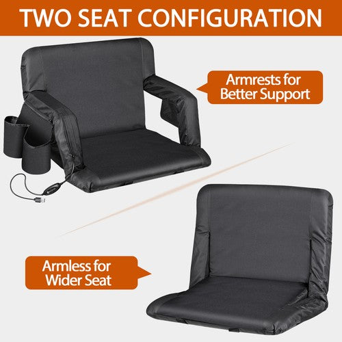 Segawe 25" Wide Heated Stadium Seats for Bleachers 3 Levels USB Heated w/Back Support