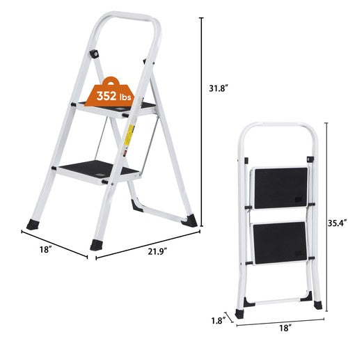 Segawe 2 Step Ladder Folding Step Stool with Wide Anti-Slip Pedal Convenient Handgrip
