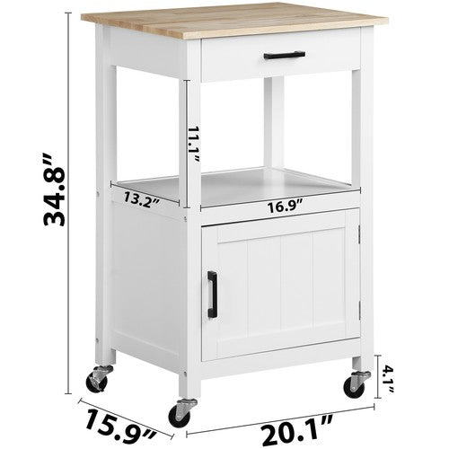 Segawe Rolling Kitchen Island Cart on Swivel Wheels Kitchen Storage Cabinet w/ 3 Hooks
