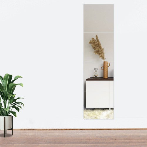 Segawe 14"x 4PCS Frameless Wall Mirror Set Tiles Full Length Make Up Mirror for Bedroom