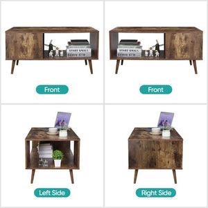 Segawe Durable Coffee Table End Storage Stand Living Room with Open Storage Shelf