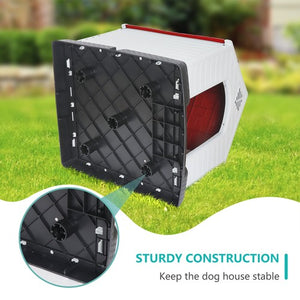 Segawe Large Plastic Dog House Indoor Outdoor Dog Kennel Puppy Shelter w/Air Vents Red