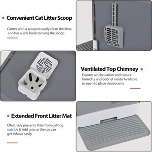 Segawe Extra Large Enclosed Cat Litter Box with Mat and Litter Scoop Anti-Splashing XL