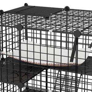 Segawe 4-Tier Cat Cage Indoor Cat Enclosures DIY Detachable Metal Cat Kennel w/Hammock