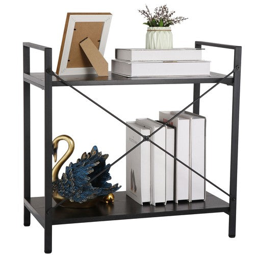 Segawe Solid Double Bookcase Short Frame Wood Bookshelf Display Rack Small Place Cozy