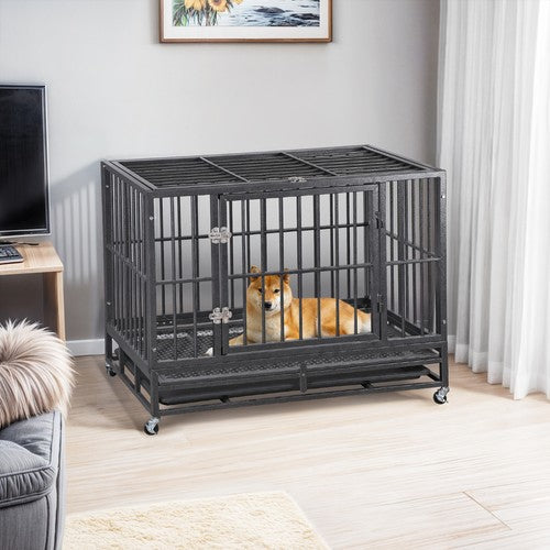 Segawe Indestructible Escape Proof Dog Cage Kennel High Anxiety Double Door Dog Crate