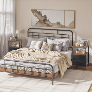 Segawe Set of 2 Nightstand Bedside Table 2 Drawers with Charging Station and USB Ports