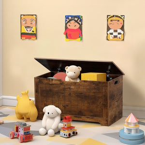 Segawe Chest Storage Trunk Wood Bedroom Large Box Blanket Books Shoes Toys Rust Brown