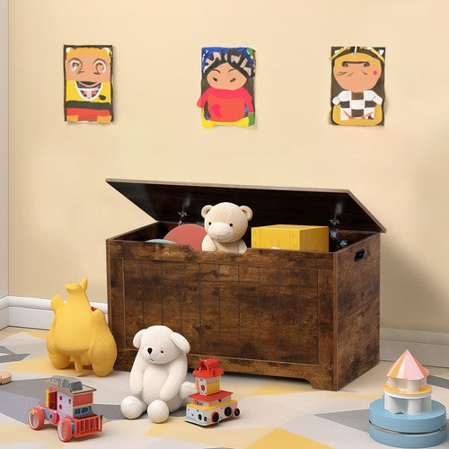 Segawe Chest Storage Trunk Wood Bedroom Large Box Blanket Books Shoes Toys Rust Brown