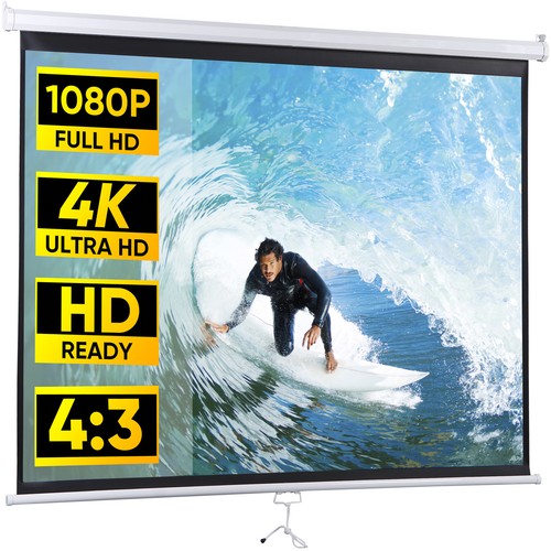 Segawe 72" Roll Down Pull Down Projection Projector Screen 4:3 HD Movie Theater Home