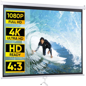 Segawe 72" Roll Down Pull Down Projection Projector Screen 4:3 HD Movie Theater Home