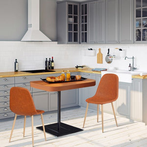 Segawe 2PCS Dining Chairs PU Leather Seat Back Metal Legs for Kitchen Dinning Room