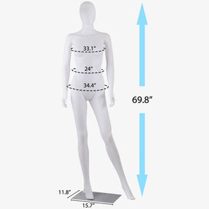 Segawe Female Mannequin Full Body Dress Form Adjustable 70" Realistic Detachable White