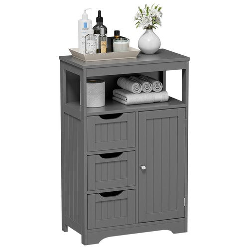 Segawe Bathroom Floor Cabinet Storage Organizer Cabinet with Drawers and Door Gray
