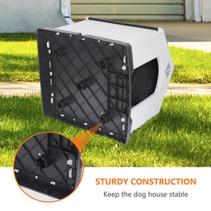 Segawe Indoor Outdoor Dog House Pet Shelter Grey Waterproof Up to 100LB Dog w/Air Vents