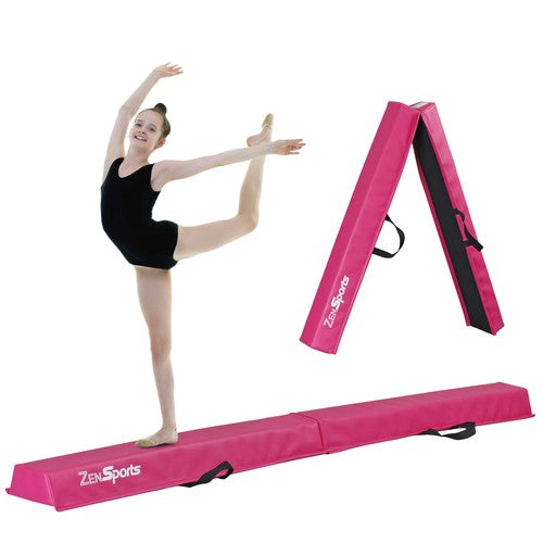 Segawe 6' Pink Balance Beam Extra Firm Vinyl Folding Gymnastics Beam W/ Handle For Home