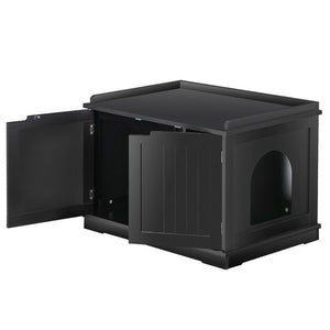 Segawe Cat Litter Box Enclosure Hidden Cat Washroom Furniture Cat House Table Black