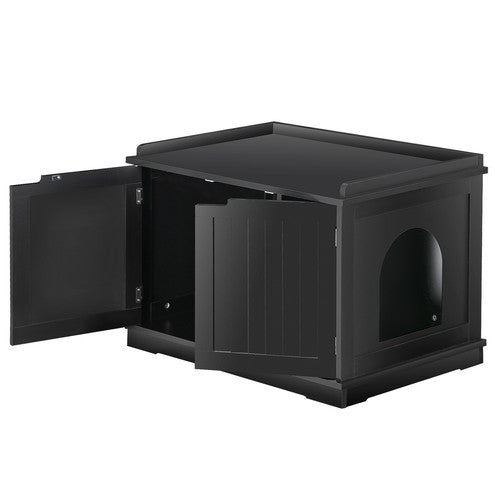 Segawe Cat Litter Box Enclosure Hidden Cat Washroom Furniture Cat House Table Black