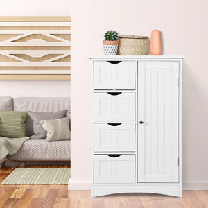 Segawe Wooden Floor Cabinet Side Storage Organizer Bathroom Furniture Home w/4 Drawers