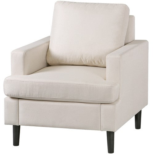 Segawe Accent Chair Mid-Century Comfy Upholstered Lounge Arm Chair with Pillow Beige