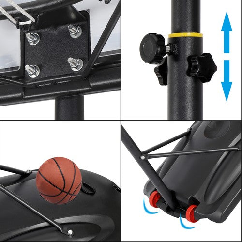 Segawe Portable Basketball Hoop Outdoor Goals System Adjustable w/PVC Backboard Wheels