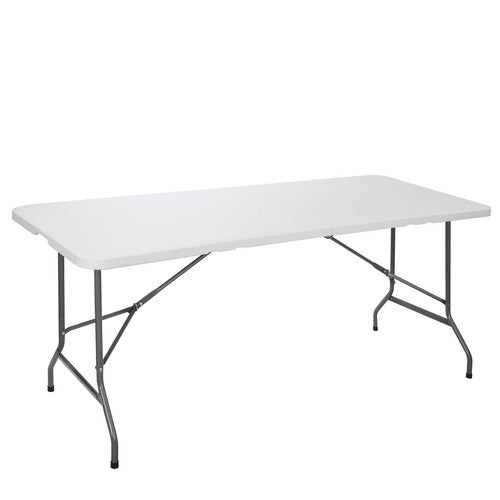 Segawe 6Ft Plastic Folding Table Portable Fold-in-Half Picnic Utility Table with Handle