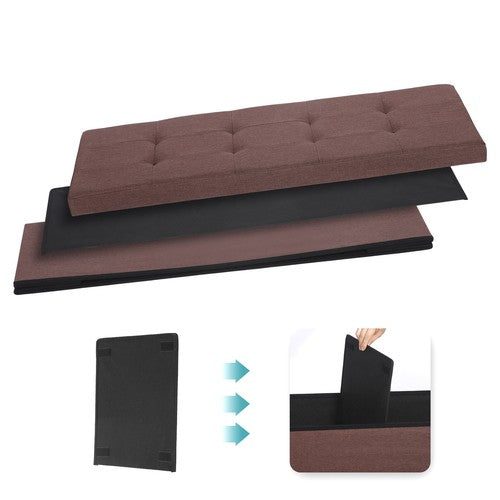 Segawe 43" Large Storage Bench,Folding Footrest Stool Toy Chest for Living Room Brown