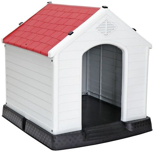 Segawe Large Plastic Dog House Indoor Outdoor Dog Kennel Puppy Shelter w/Air Vents Red