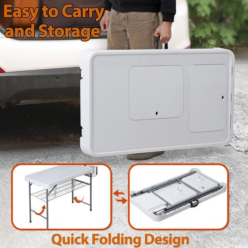 Segawe Fish Cleaning Table with Sink 42.6" Width Portable Folding Camping Table Patio