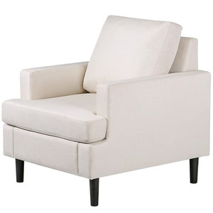 Segawe Accent Chair Mid-Century Comfy Upholstered Lounge Arm Chair with Pillow Beige