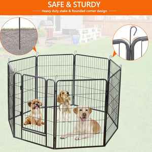 Segawe Dog Playpen 8 Panels 40" Dog Fence Pet Dog Exercise Pen Outdoor Indoor w/ Doors