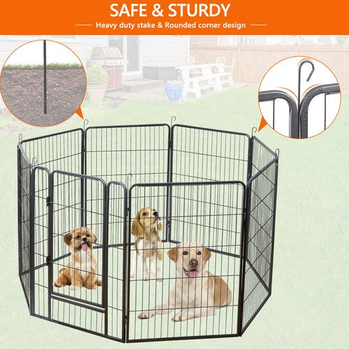 Segawe Dog Playpen 8 Panels 40" Dog Fence Pet Dog Exercise Pen Outdoor Indoor w/ Doors
