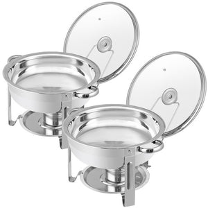 Segawe 2 PCS 5 Qt Stainless Steel Round Chafing Dishes Buffet Warmer Set with Lid