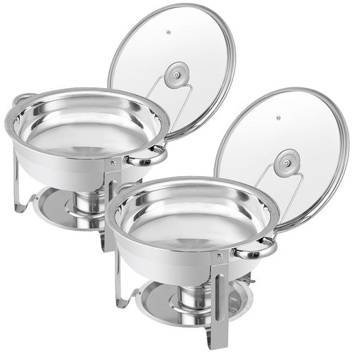 Segawe 2 PCS 5 Qt Stainless Steel Round Chafing Dishes Buffet Warmer Set with Lid