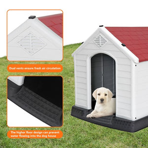 Segawe Outdoor Dog House Water Resistant Dog House Shelter for Small to Medium Size Red
