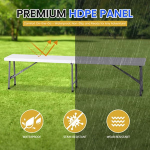 Segawe 2PCS 6FT Plastic Folding Bench Portable Outdoor Bench for Picnic Camping Garden