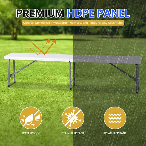 Segawe 2PCS 6FT Plastic Folding Bench Portable Outdoor Bench for Picnic Camping Garden