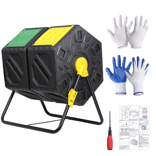 Segawe Compost Tumbler Bin 37Gal Outdoor Composter Fast Create Fertile 360¡ãDual Chamber