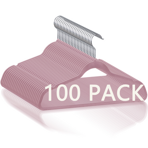 Segawe 100PCS Velvet Hangers Non-Slip Flocked Clothes Hangers w/ 360¡ã Swivel Hook Pink
