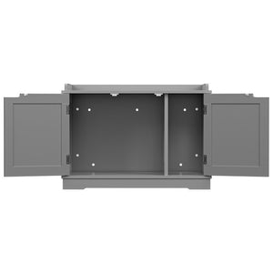 Segawe Cat Washroom Storage Bench Litter Box Cover with Sturdy Wooden Gray