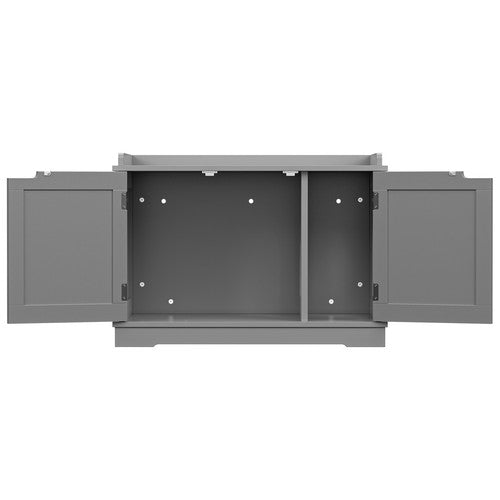 Segawe Cat Washroom Storage Bench Litter Box Cover with Sturdy Wooden Gray